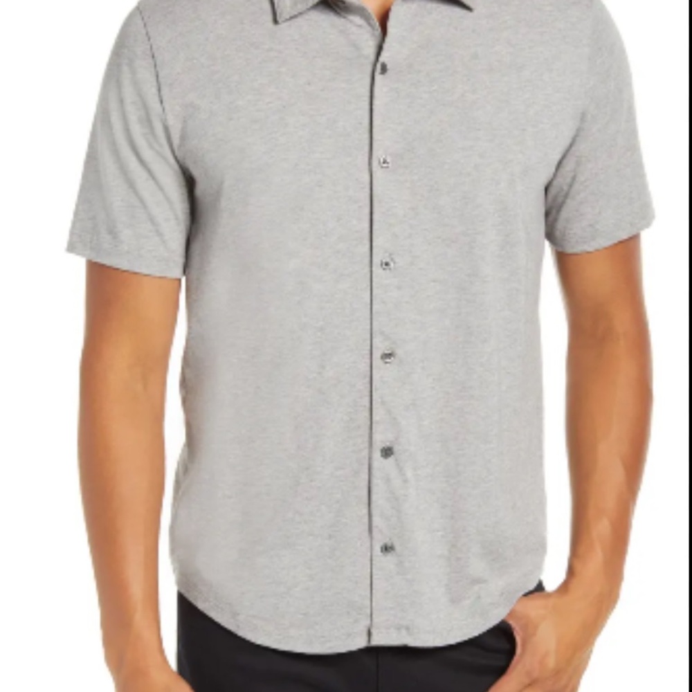 Vince Mens Light Gray Casual Button Down Shirt
